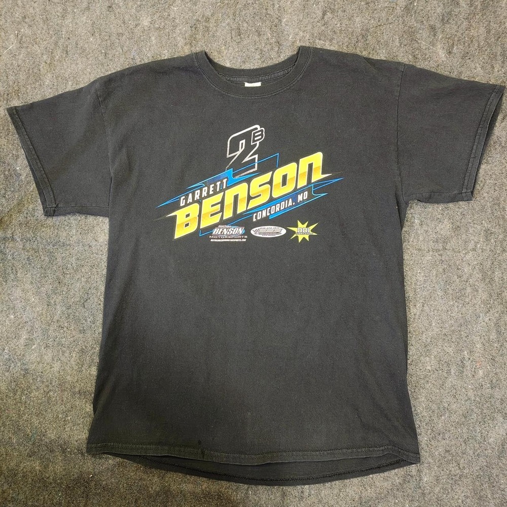 Gildan Garrett Benson Racing T-Shirt Mens Large Black Nathan Benson Motorsports
